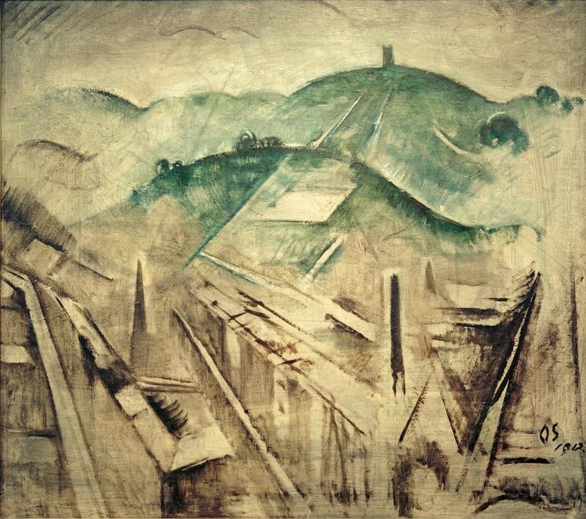 Oskar Schlemmer, Landschaft Stuttgart I (Deutsche Kunst,Geographie,Kunst,Landschaft,Stadt,Urbanistik,Kubismus,Stadtansicht,Stadtlandschaft,Topographie)