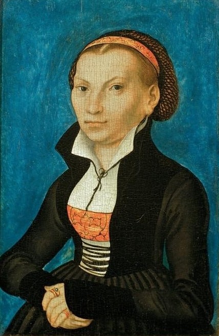 Lucas Cranach der Ältere, Katharina von Bora (Luther, Ehefrau, Persönlichkeiten, Bildnis, Portrait, Persönlichkeiten, Gesellschaft, Menschen, Klassiker, Renaissance, Wunschgröße, Wohnzimmer)
