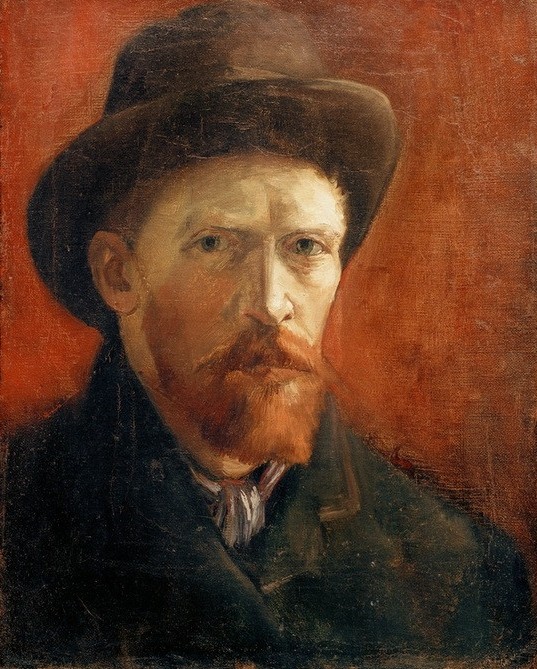 Vincent van Gogh, Selbstbildnis (Herrenhut,Künstler,Maler (Künstler),Mann,Bart,Hut,Selbstbildnis,Portrait,Niederländische Kunst,Holländische Kunst,Rote Haare,Person)