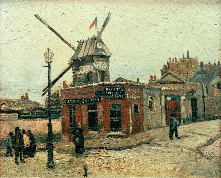 Vincent van Gogh, Le Moulin de la Galette (Geographie,Mühle,Strassenlaterne,Windmühle,Impressionismus,Vedute,Niederländische Kunst,Holländische Kunst,Topographie)
