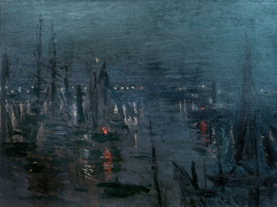 Claude Monet, Le Port du Havre, Effet de Nuit (Der Hafen von Le Havre bei (Hafen,Landschaft,Nacht,Meer,Impressionismus,Französische Kunst)
