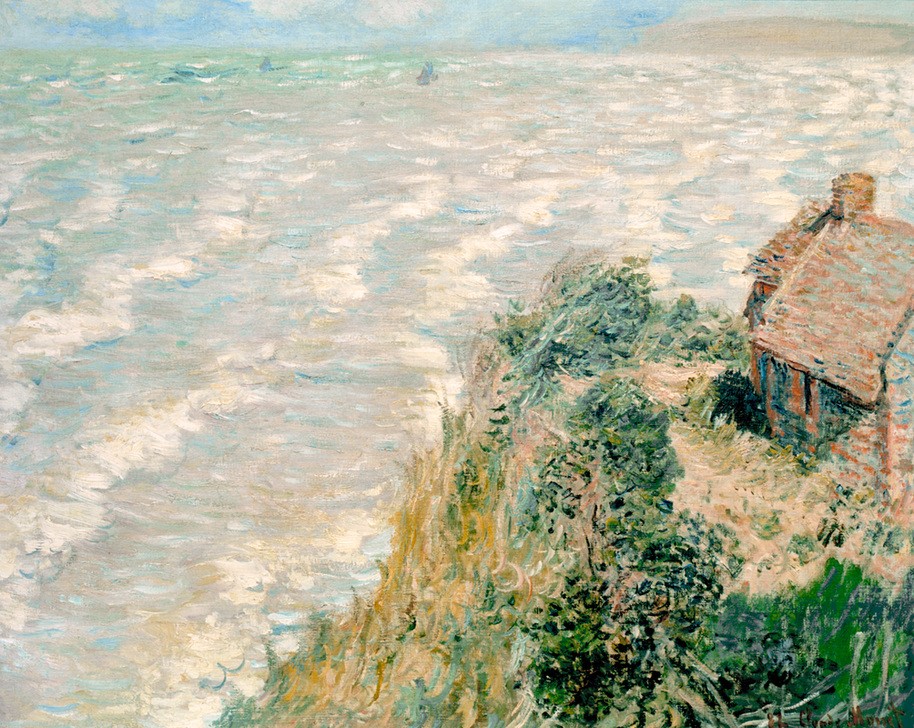 Claude Monet, Marée montante à Pourville (Flut bei Pourville) (Küste,Landschaft,Meer,Impressionismus,Französische Kunst,Flut,Steilküste,Gezeiten)