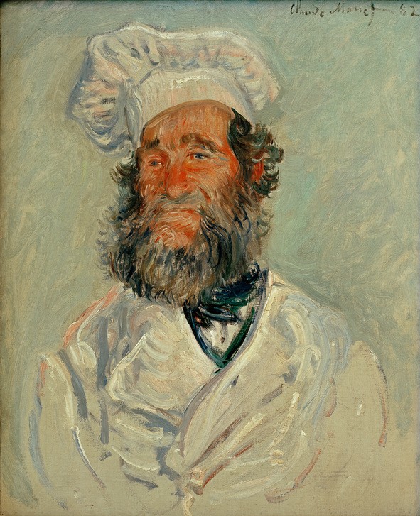 Claude Monet, Le Père Paul (Handwerk Und Gewerbe,Koch,Kopfbedeckung,Mann,Impressionismus,Bart,Portrait,Französische Kunst,Vollbart,Berufskleidung,Brustbild,Handwerk,Mütze,Gewerbe,Arbeitskleidung)