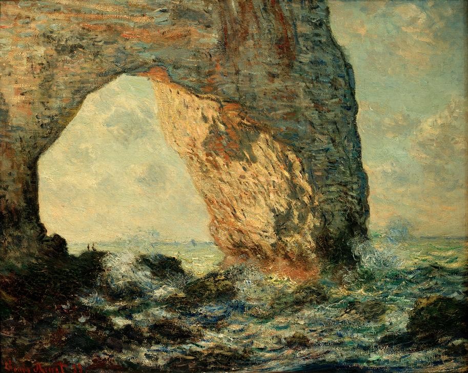 Claude Monet, La Manneporte, Étretat (Die Manneporte in Étretat) (Landschaft,Meer,Impressionismus,Felsen,Französische Kunst,Felsentor)