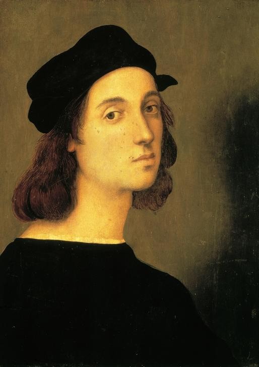 Raffael, Selbstbildnis (Architekt,Architektur,Kopfbedeckung,Künstler,Kunst,Maler (Künstler),Mann,Mode,Selbstbildnis,Renaissance,Portrait,Italienische Kunst,Barett,Person,Junger Mann)