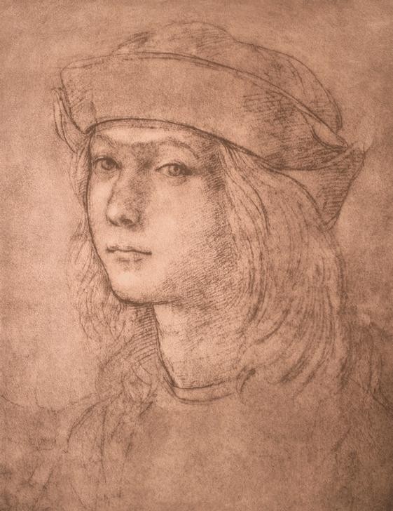 Raffael, Knabenbildnis (Architekt,Architektur,Jugend (Lebensalter),Künstler,Maler (Künstler),Mode,Selbstbildnis,Renaissance,Portrait,Italienische Kunst,Barett,Knabe,Person)