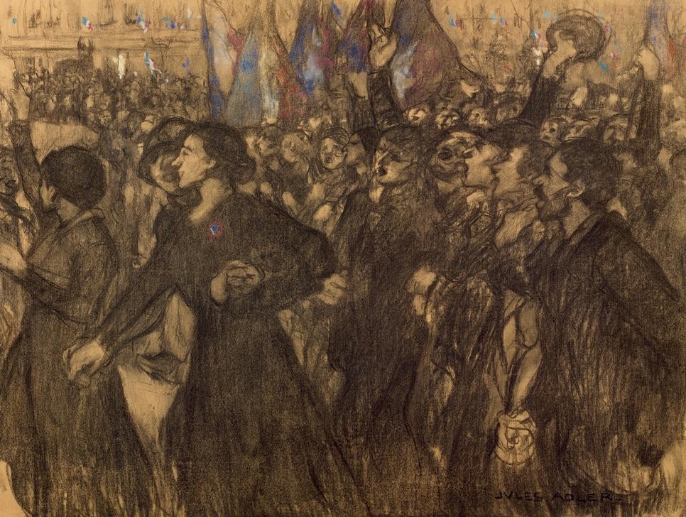 Jules Adler, Unbekannt (FESTMAHL, GESCHICHTE, TAG, FRANZÖSISCHE KUNST, MENSCHENMENGE, HORIZONTALE, FAHNE)