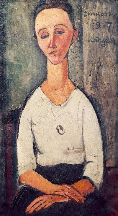 Amedeo Modigliani, Lunia Czechowska (Portrait,Bilderrahmen,Sitzen,Nahaufnahme)