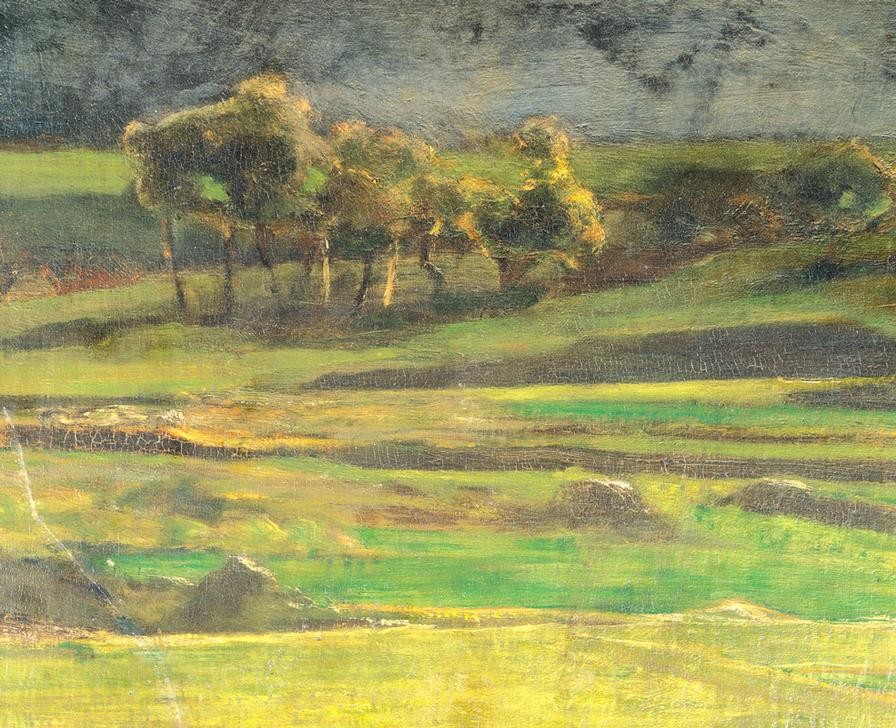 Giovanni Segantini, At the pole (Landschaft, Wiesen, Bäume, Natur, Postimpressionismus,   Malerei, klassische Moderne, Wunschgröße, Wohnzimmer)