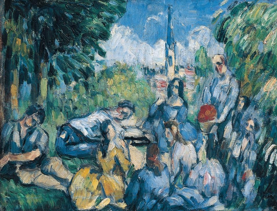 Paul Cézanne, A lunch on the grass (Menschen, Gruppe, Freizeit, Sommer, Garten, Picknick, Postimpressionismus, Wunschgröße, Wohnzimmer, Klassiker,)