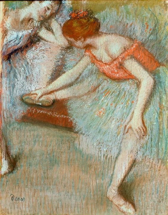 Edgar Degas, Tänzerinnen (Ballett,Musik,Pause,Tänzerin,Tanz,Theater,Impressionismus,Französische Kunst,Ausruhen,Ballerina,Hinter Den Kulissen,Streckübung)