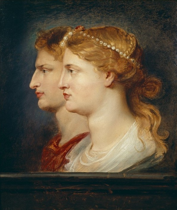 Peter Paul Rubens, Tiberius und Agrippina (Ehepaar,Frau,Geschichte,Kaiser,Mann,Barock,Portrait,Niederländische Kunst,Antikenrezeption,Römisches Reich,Profil,Person)