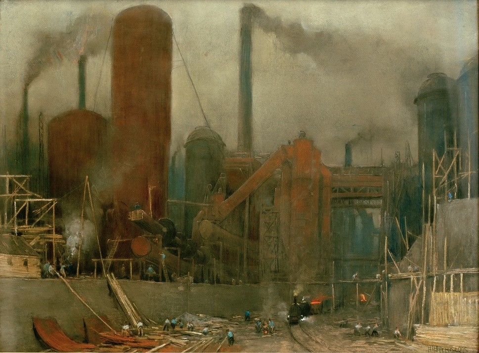 Herman Heijenbrock, Umbau des Hochofenwerkes Ilsede bei Peine (Eisen Und Stahl,Verhüttung,Industrie,Metall,Technik,Niederländische Kunst,Hochofen)