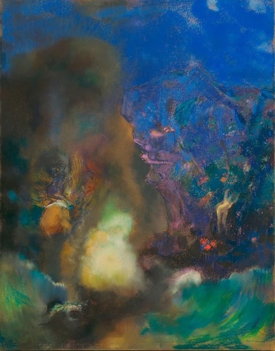 Odilon Redon, Roger und Angelica (Held,Kunst,Literatur,Symbolismus,Kampf Zwischen Mensch Und Tier,Gefangenenbefreiung,Französische Kunst,Kampf,Epos)