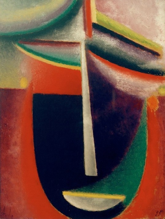 Alexej von Jawlensky, Abstrakter Kopf: Mysterium (Kunst,Mensch,Portrait,Expressionismus,Der Blaue Reiter,Russische Kunst,Gesicht,Kopf,Monogramm,Abstraktion,Geschlossene Augen,Farbigkeit,Signatur,Farbe)