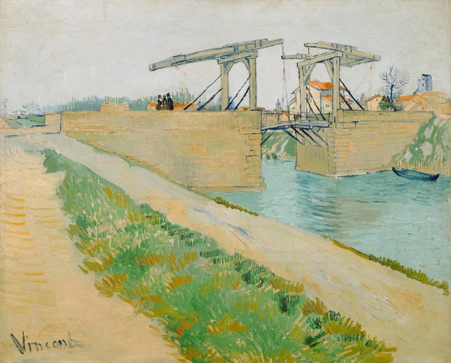 Vincent van Gogh, Die Brücke von Langlois (Architektur,Brücke,Kunst,Landschaft,Zugbrücke,Impressionismus,Fluss,Architekturdarstellung,Niederländische Kunst)