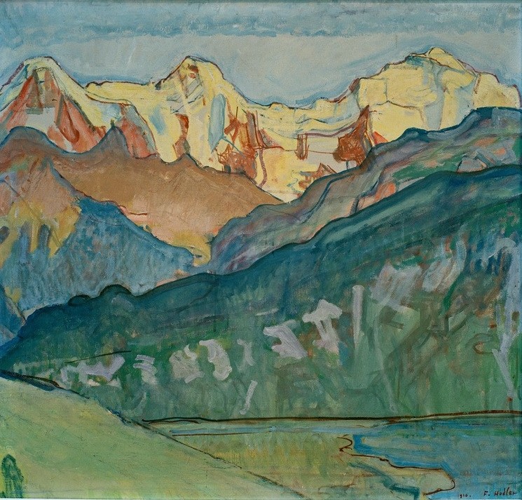 Ferdinand Hodler, Jungfrau, Mönch und Eiger vom Beatenberg gesehen (Gebirge,Geographie,Landschaft,Jungfrau,Schweizerische Kunst,Topographie)