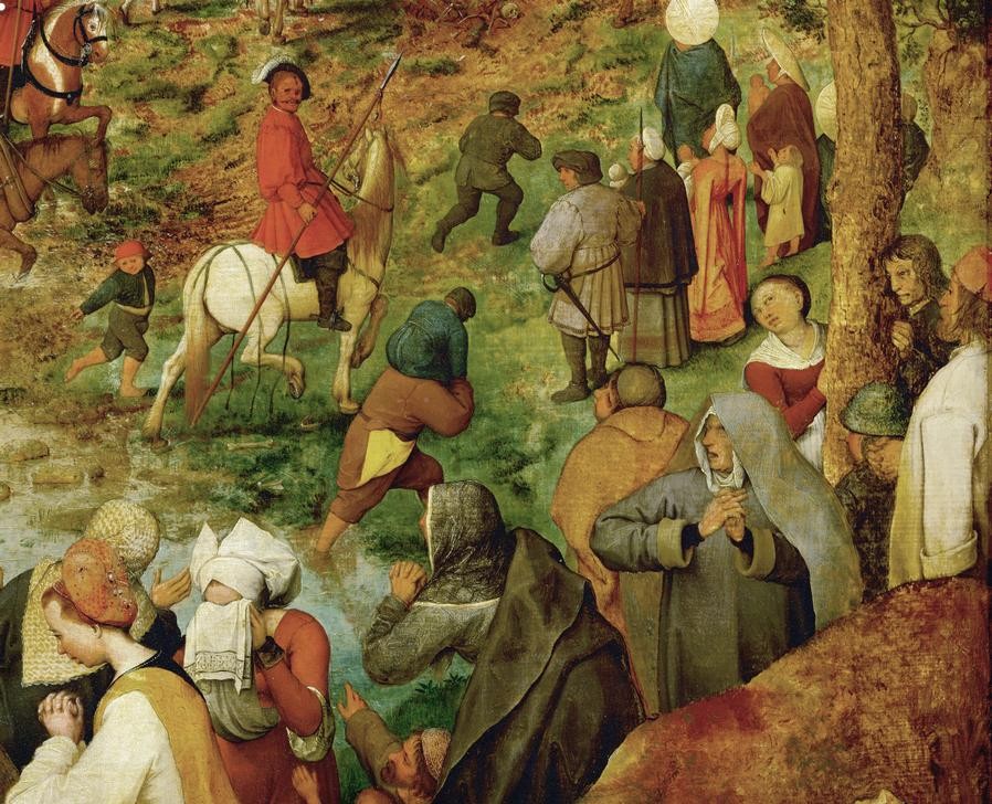 Pieter Brueghel der Ältere, Die Kreuztragung Christi (Christentum,Kreuz,Recht,Religion,Selbstbildnis,Renaissance,Neues Testament,Bibel,Portrait,Baum,Kreuztragung,Niederländische Kunst,Passion Christi,Zuschauen,Zuschauer,Ausschnitt)