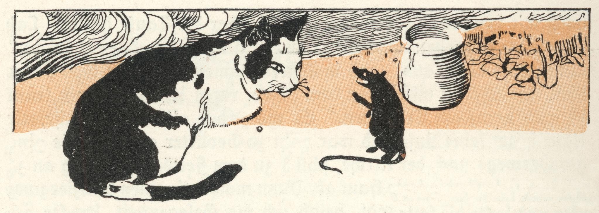 Carl Fahringer, Unbekannt (KATZE (TIER), KINDER- UND JUGENDBUCH, LITERATUR, MÄRCHEN, MAUS, MORAL, ÖSTERREICHISCHE KUNST, ILLUSTRATION, TIER, BUCHILLUSTRATION, KATZ UND MAUS, SAMMLUNG GERLACH & WIEDLING, PERSON, SYMBOLIK)