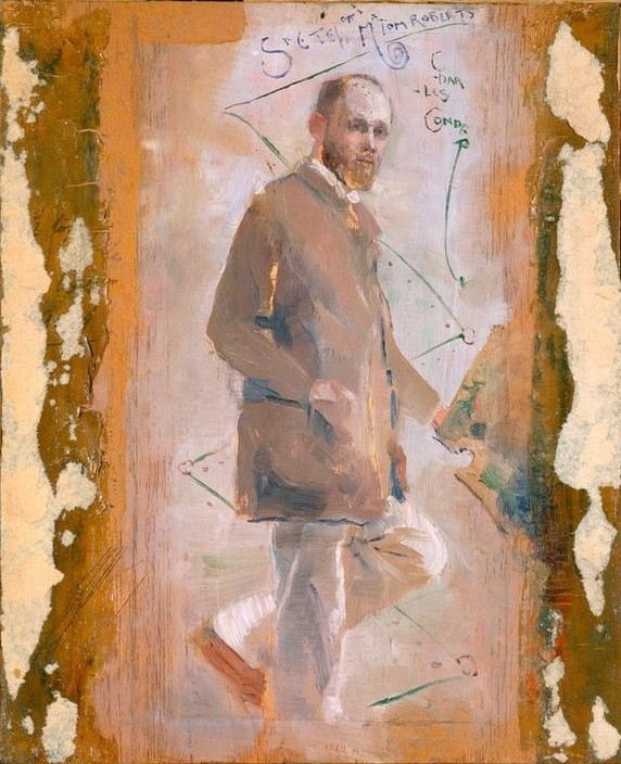 Charles Conder, Gemälde von Charles Conder (Selbstportrait, Mann, Bart, Gehrock, Vollbart, Künstler, Persönlichkeiten, Impressionismus, Wunschgröße, Klassiker, Malerei, Wohnzimmer)