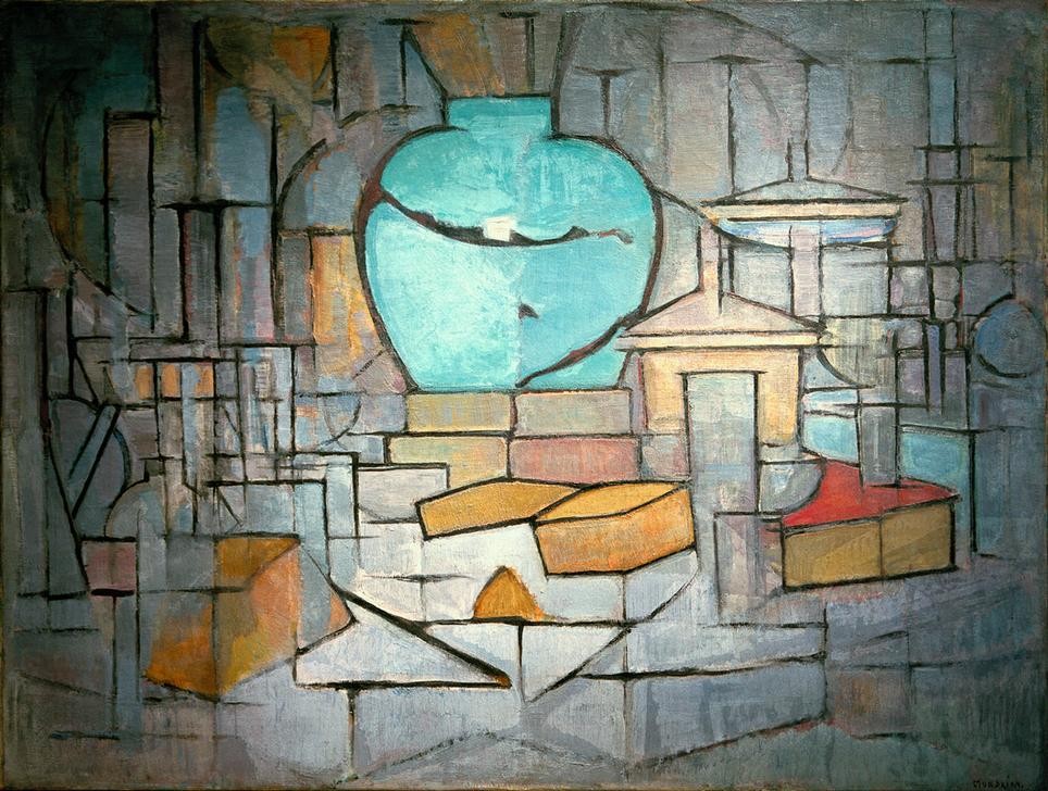 Piet Mondrian, Stilleben mit Ingwertopf II (Kunst,Kubismus,Stillleben,Niederländische Kunst,Abstraktion,Ingwertopf)