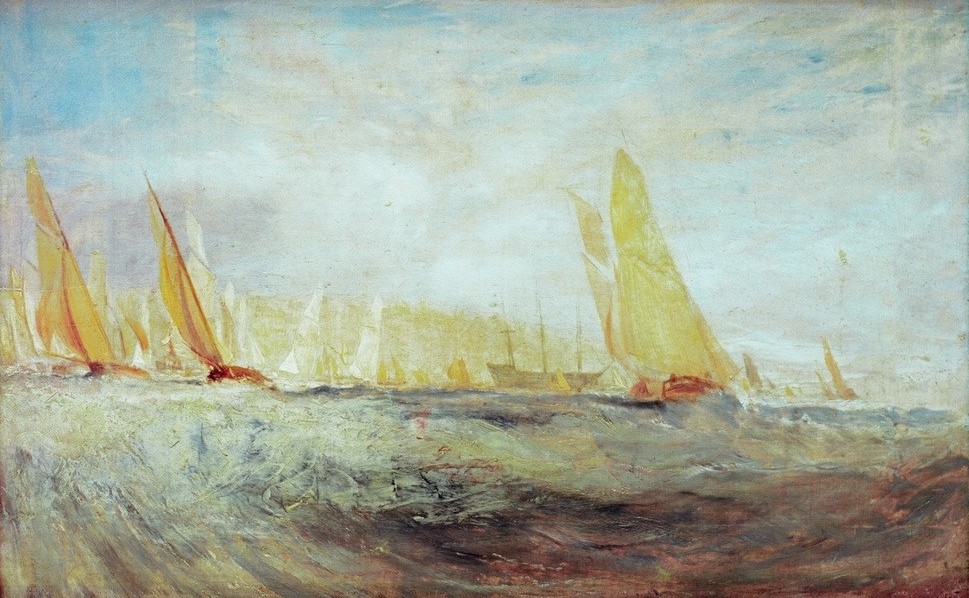 JOSEPH MALLORD WILLIAM TURNER, Sketch for ‘East Cowes Castle: The Regatta beating to Windw (Segeln,Sport,Segelboot,Marinemalerei,Regatta,Englische Kunst,Romantik)