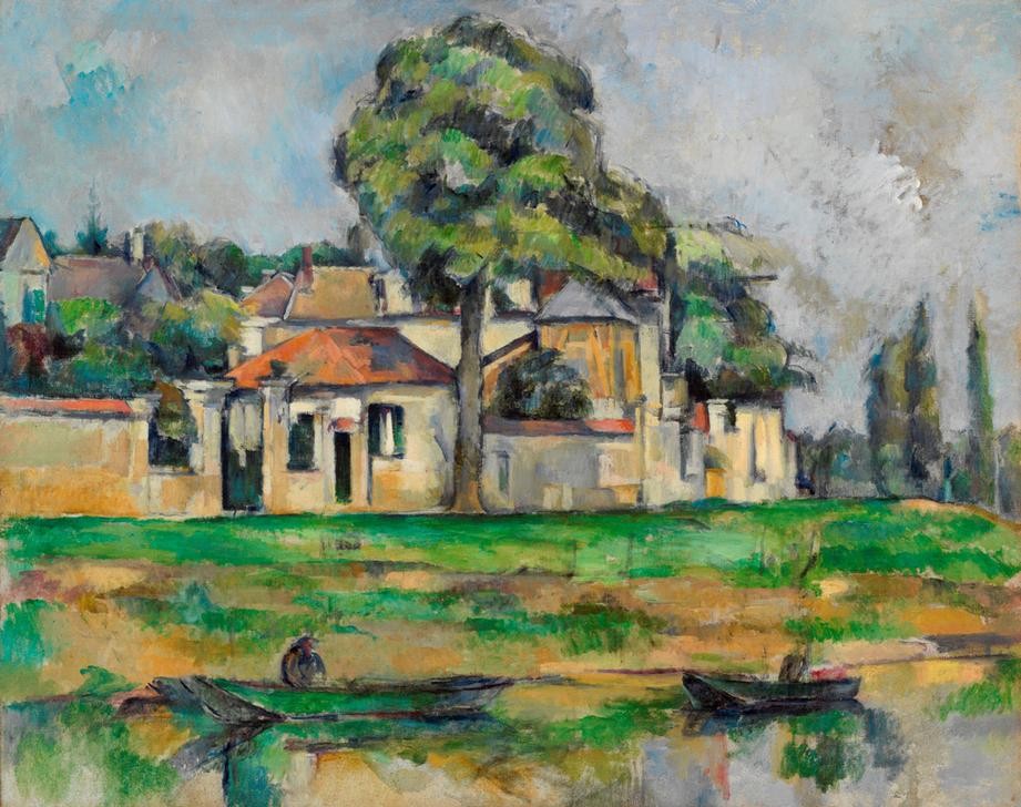 Paul Cézanne, Marne-Ufer (Haus,Kunst,Landschaft,Impressionismus,Fluss,Architekturdarstellung,Französische Kunst,Ufer)