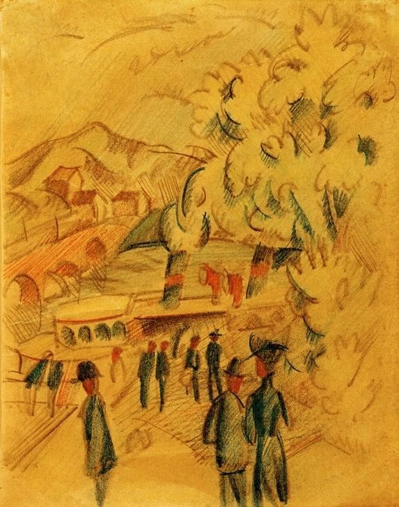 August Macke, Der Weg zur Ländte (Landschaft,Der Blaue Reiter)