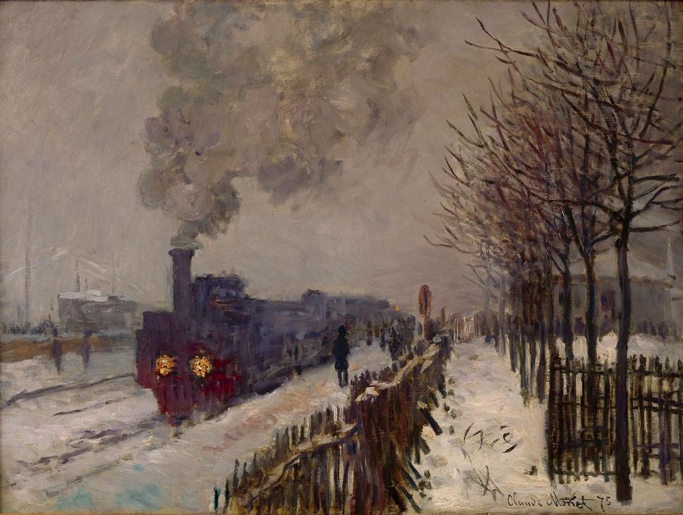 Claude Monet, Le Train dans la neige, ou La Locomotive (Eisenbahn,Jahreszeiten,Lokomotive,Verkehr,Winter,Impressionismus,Schnee,Französische Kunst)