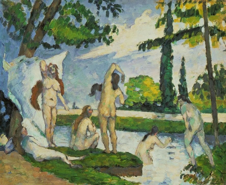 Paul Cézanne, Baigneuses (Körperpflege,Bad Im Freien,Bad,Frau,Gruppenbild,Impressionismus,Akt,Französische Kunst,Frauenbad)