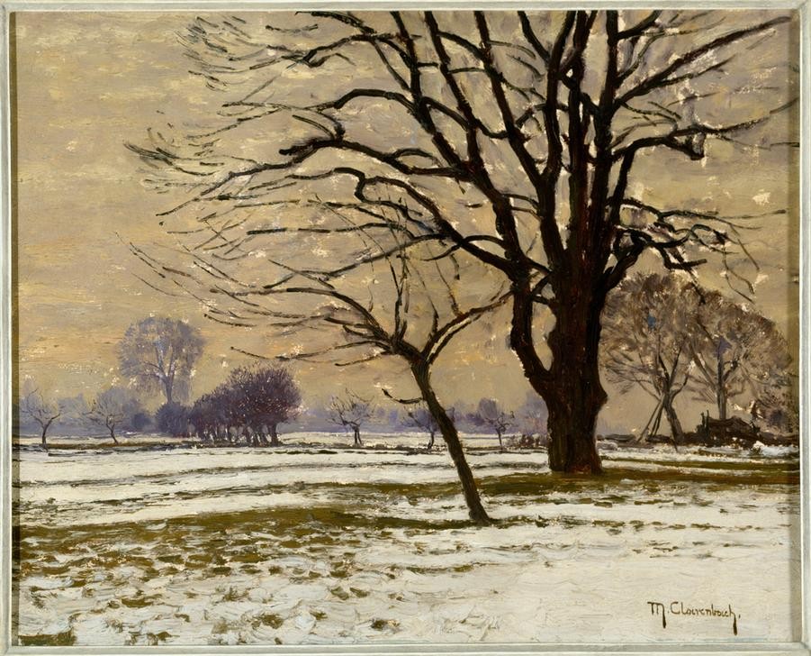 Max Clarenbach, Unbekannt (Winter, Schnee, Landschaft, Landschaftsmalerei, Bäume, Jahreszeit, Impressionismus, Wunschgröße, Klassiker, Wohnzimmer)