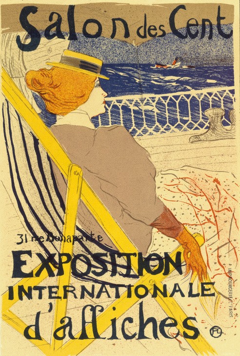Henri de Toulouse-Lautrec, La Passagère du 54 ou Promenade en Yacht (Ausstellung,Frau,Jugendstil,Kunstausstellung,Kunst,Seereise,Plakat,Reise,Französische Kunst,Tourismus,Liegestuhl,Fin De Siecle,Jahrhundertwende,Deckstuhl)