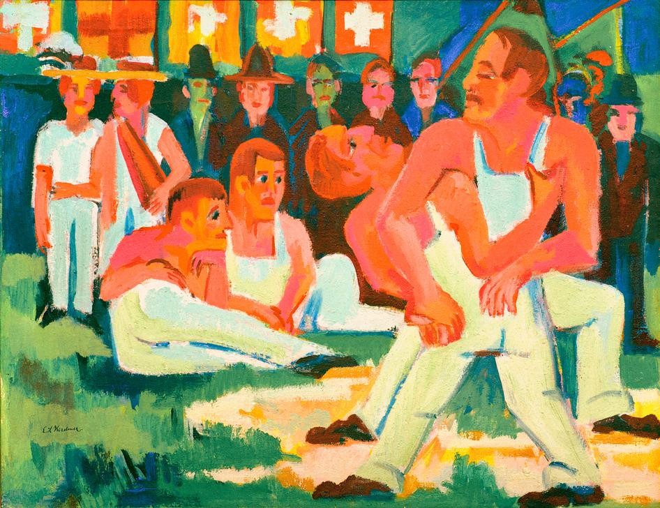 Ernst Ludwig Kirchner, Ringer (Deutsche Kunst,Ringen,Sport,Expressionismus,Die Brücke)