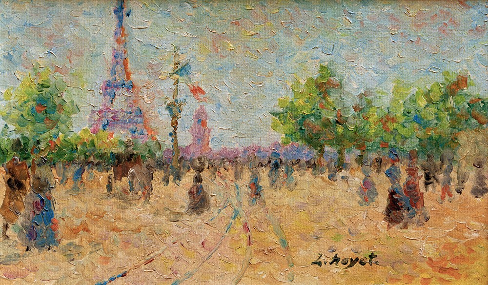 Louis Hayet, Paris, la Tour Eiffel  (Städte, Paris, Eiffelturm, Spaziergänger, Impressionismus, Klassiker, Wunschgröße, Wohnzimmer)