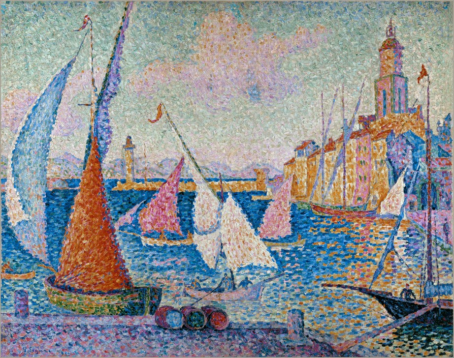 Paul Signac, Saint-Tropez, le quai (Geographie,Hafen,Kunst,Segelboot,Pointillismus,Französische Kunst,Topographie,Schifffahrt)