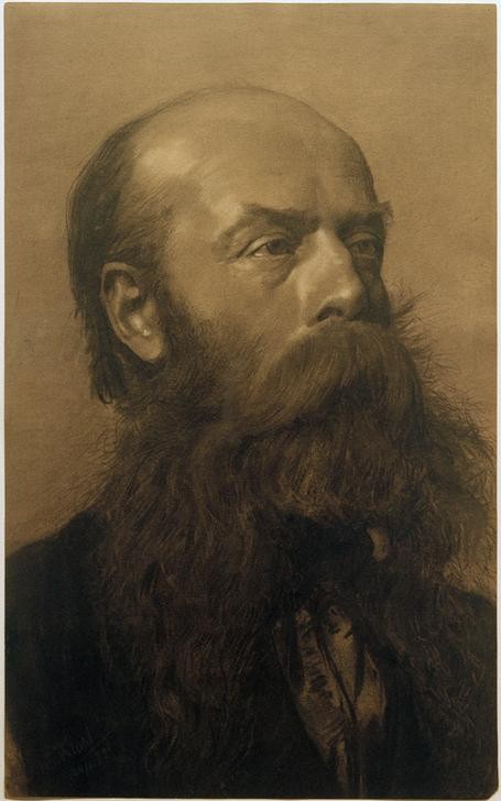 Gustav Klimt, Kopf eines bärtigen Mannes im Dreiviertelprofil nach rechts  (Mensch und Gesellschaft)