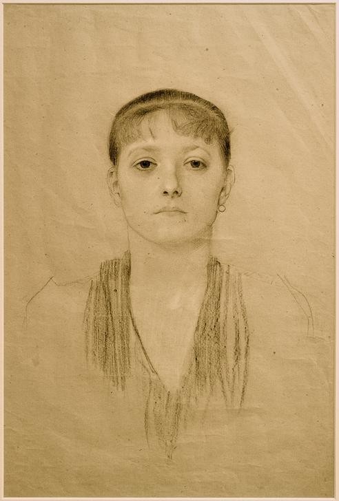 Gustav Klimt, Brustbild eines Mädchens von vorne  (Mensch und Gesellschaft)