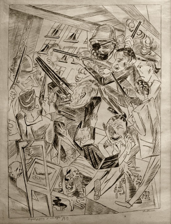 Max Beckmann, Die Letzten (Expressionismus, Klassische Moderne, Grafik, Studie, Wohnzimmer, Treppenhaus, Wunschgröße, schwarz/weiß)