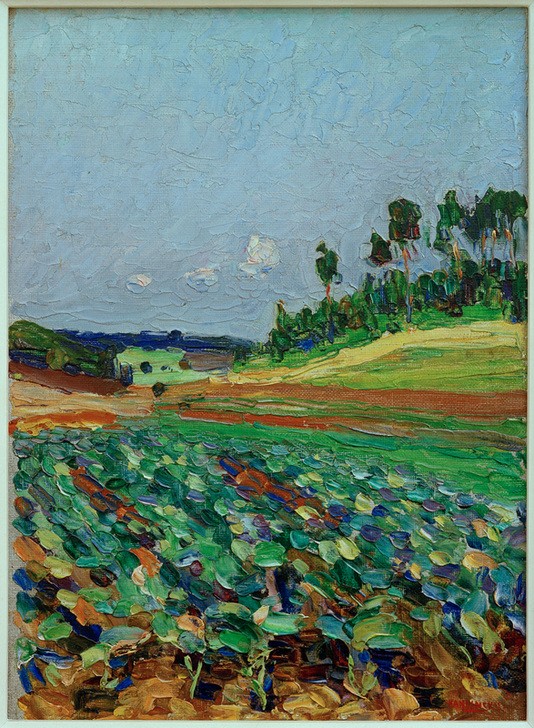Wassily Kandinsky, Landschaft bei Regensburg (Kunst,Landschaft,Russische Kunst,Feld,Blau,Jahrhundertwende,Landwirtschaft)