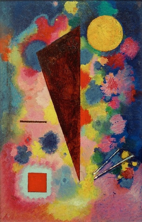 Wassily Kandinsky, Bunter Mitklang (Bauhaus,Geometrie,Kunst,Expressionismus,Geometrisch,Abstrakte Kunst,Russische Kunst,Synästhesie,Dreieck,Abstraktion,Form,Farbigkeit,Farbe)