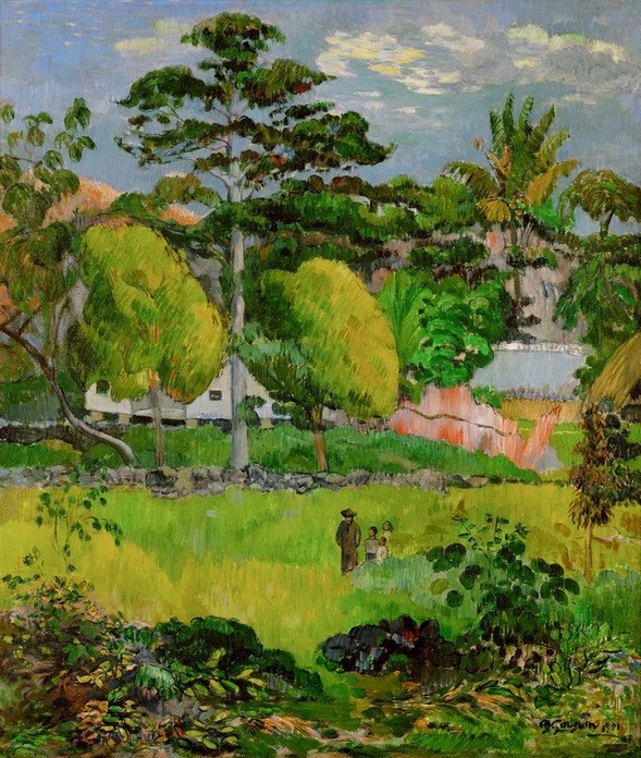 Paul Gauguin, Paysage (Landschaft,Palme,Spaziergang,Baum,Französische Kunst,Nadel,Synthetismus,Nadelbaum)
