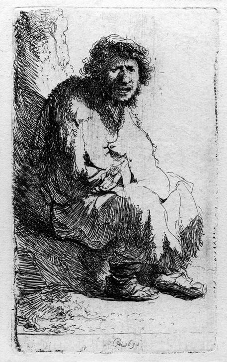 Rembrandt Harmenszoon van Rijn, Selbstbildnis als Bettler (Gesellschaft,Künstler,Maler (Künstler),Mann,Rollenbild,Soziales,Barock,Selbstbildnis,Niederländische Kunst,Bettler,Holländische Kunst,Person)