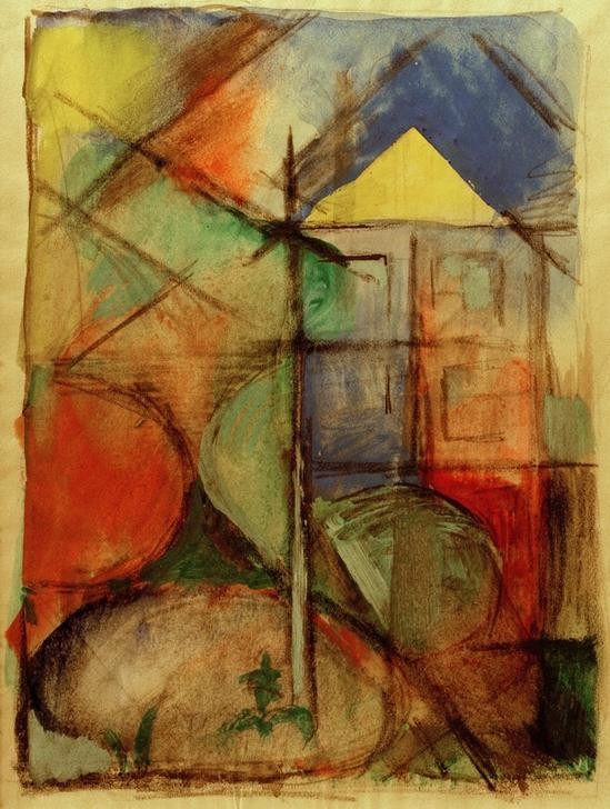 Franz Marc, Abstrakte Komposition (Deutsche Kunst,Haus,Landschaft,Expressionismus,Der Blaue Reiter,Abstraktion)