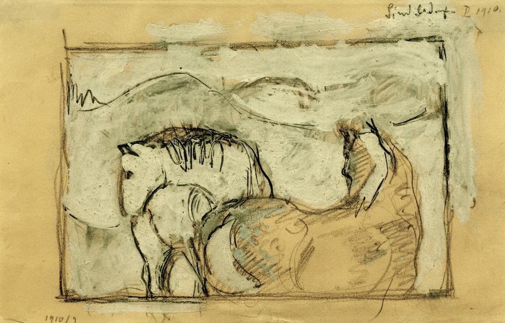 Franz Marc, Zwei Pferde (Pferd (Tier),Zoologie,Expressionismus,Der Blaue Reiter)