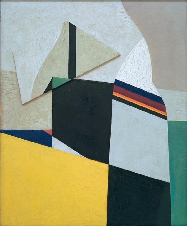 Kurt Schwitters, Albert Finslerbild (Klassische Moderne, Malerei, Abstrakt, Collage, Wunschgröße, geometrische Formen, Papierschnipsel, Dadaismus, Wohnzimmer, Treppenhaus, bunt)