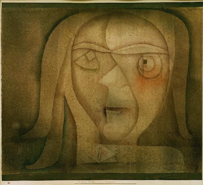 Paul Klee, Narr (Deutsche Kunst,Fahrendes Volk,Gesellschaft,Mann,Narr,Portrait,Clown,Schweizerische Kunst,Langes Haar,Kopf,Psychopath,Geistes- Und Gemütskrankheiten)
