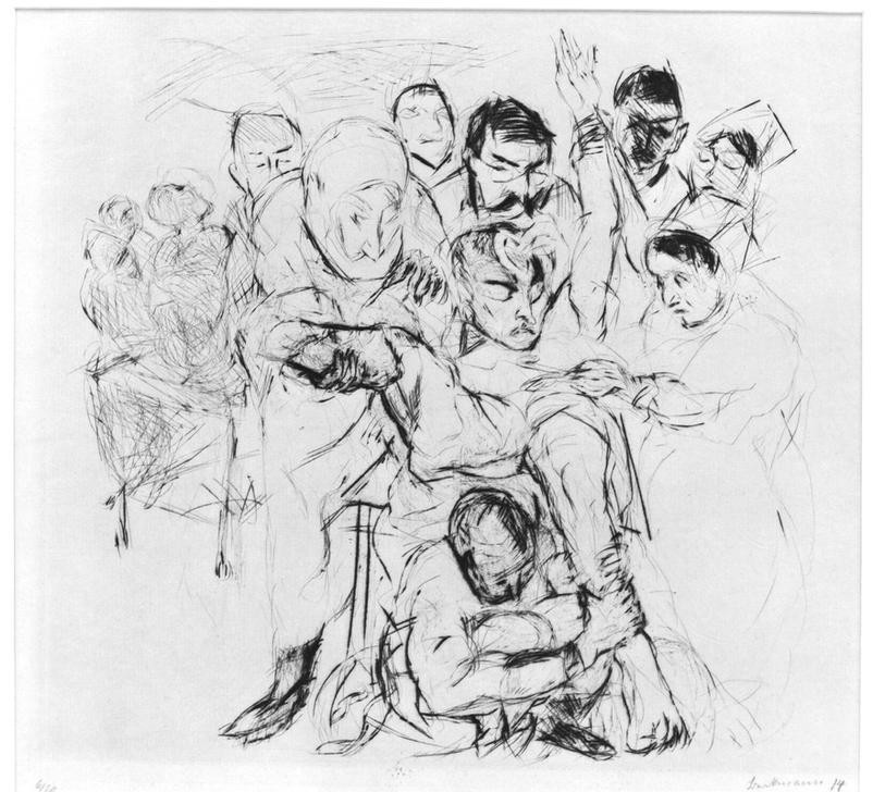 Max Beckmann, Kleine Operation (Krankenhaus, Schwestern, Ärzte, Expressionismus, Klassische Moderne, Grafik, Studie, Wohnzimmer, Treppenhaus, Wunschgröße, schwarz/weiß)