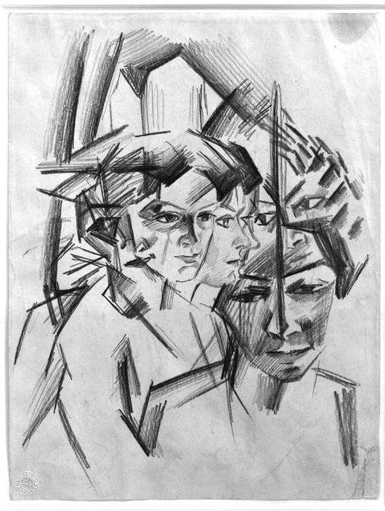 August Macke, Futuristische Köpfe (Elisabeth) (Deutsche Kunst,Maler (Künstler),Ehefrau Von Berühmten,Expressionismus,Künstlerfrau,Futurismus,Person)