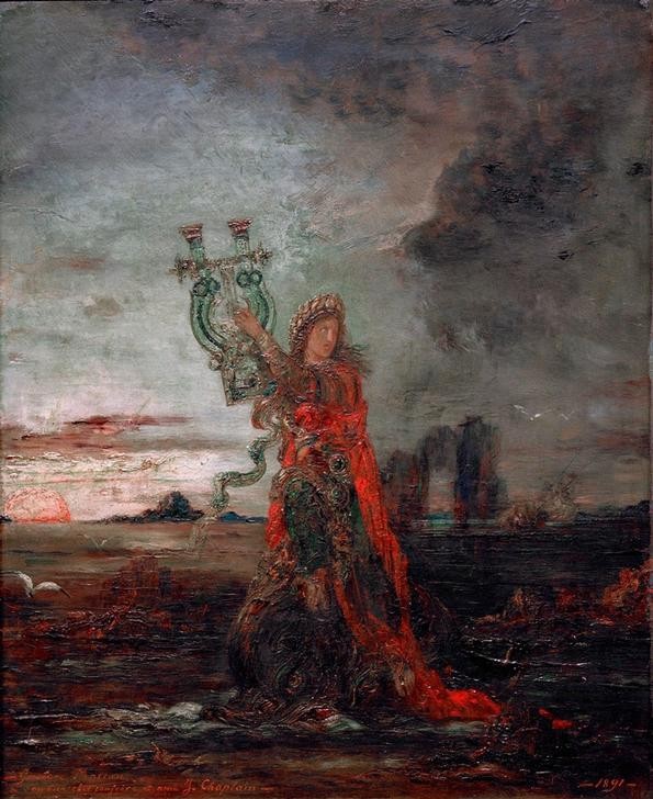 Gustave Moreau, Arion (Delphin,Musik,Mythologie,Instrument,Symbolismus,Kithara,Tierliebe,Französische Kunst,Lebensrettung,Griechisch-Römische Mythologie)