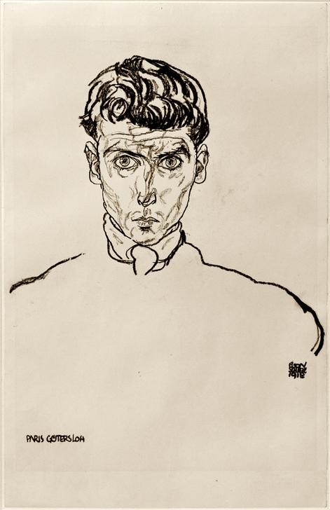 Egon Schiele, Bildnis Albert Paris Gütersloh (Künstler,Kunst,Maler (Künstler),Mann,Schauspieler,Schriftsteller,Portrait,Österreichische Kunst,Blick Aus Dem Bild,Mehrfachbegabung,Person)